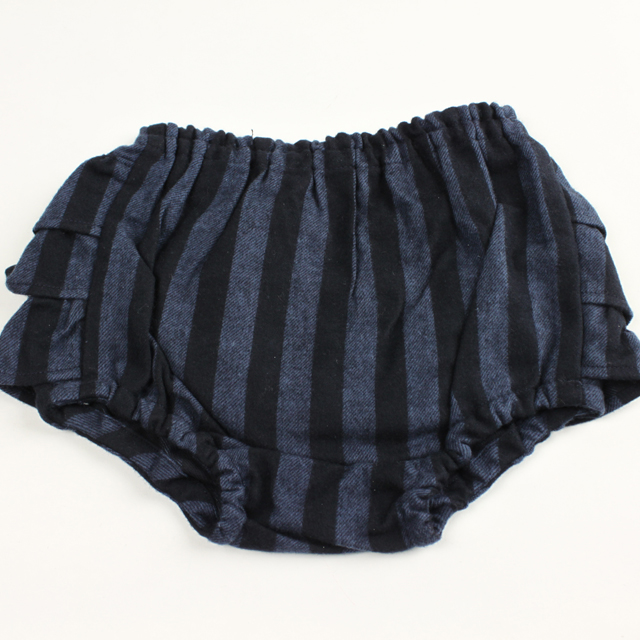 ★2025X'mas SALE!!★【セール70%OFF】mimi poupons.(ミミプポン） フリルパンツ　ストライプネル 青×ネイビーストライプ 70cm‐90cm     【おまかせ配送で送料お得】◆