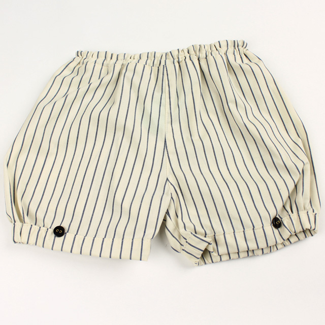 【セール70%OFF】mimi poupons.(ミミプポン） パフボトム ピンストライプホワイト S(90cm-100cm)     【おまかせ配送で送料お得】◆