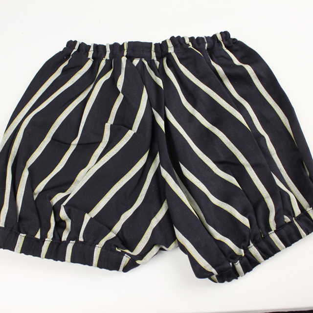 ☆SummerSale 2025☆【セール70%OFF】mimi poupons.(ミミプポン） パフボトム　ストライプ ネイビー S(90cm-100cm)     【おまかせ配送で送料お得】◆