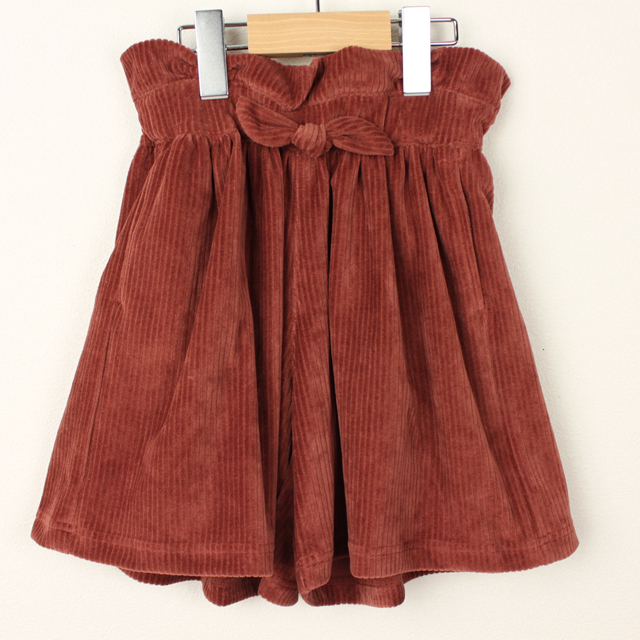 ☆SummerSale 2025☆【セール80%OFF】mimi poupons.(ミミプポン） ストライプベロアキュロット レッド M（100-110ｃｍ）
