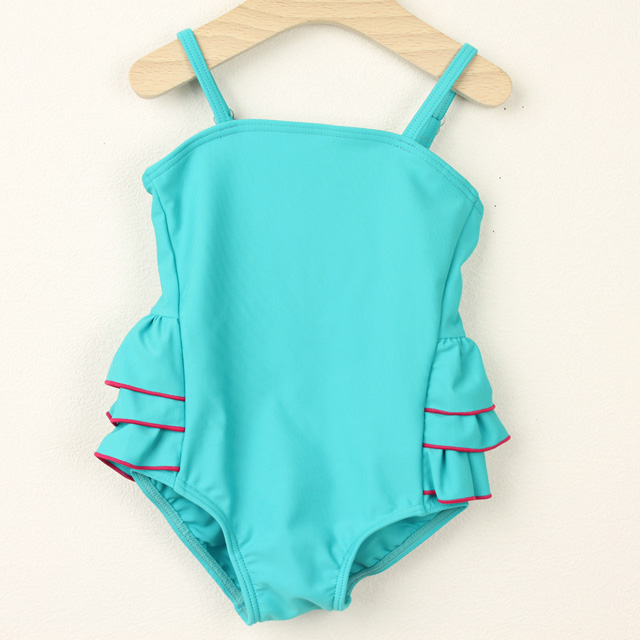 【セール80%OFF】mimi poupons.(ミミプポン） バックフリル水着 グリーン 80cm【おまかせ配送で送料お得】