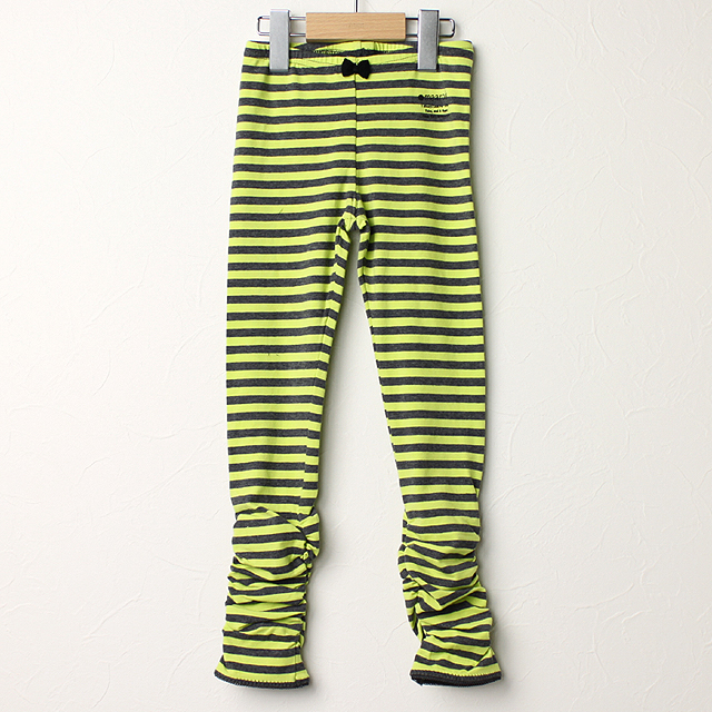 ☆SummerSale 2025☆【セール50%OFF】maarook(マルーク） ボーダースパッツ 110cm 黄緑ｘグレー 【おまかせ配送で送料お得】