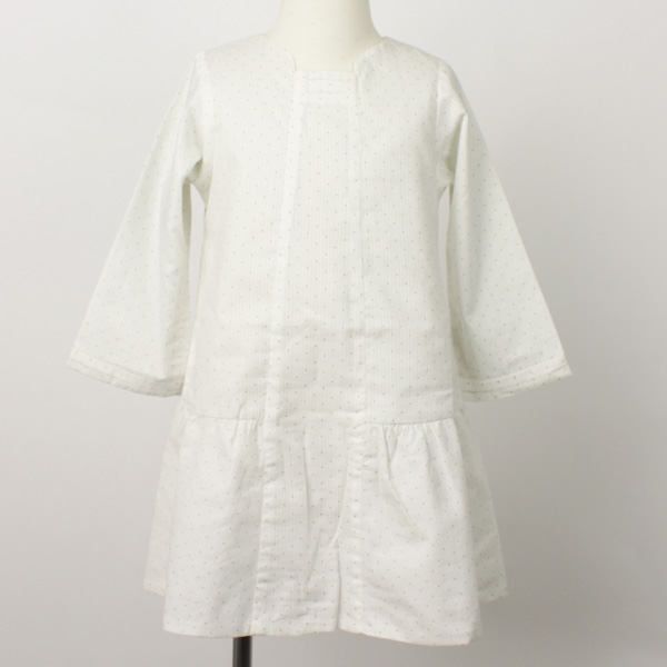 ☆SummerSale 2025☆【セール80%OFF】Eponime(エポニーム) 長袖ワンピース 白Ｘドット柄 2才 4才　