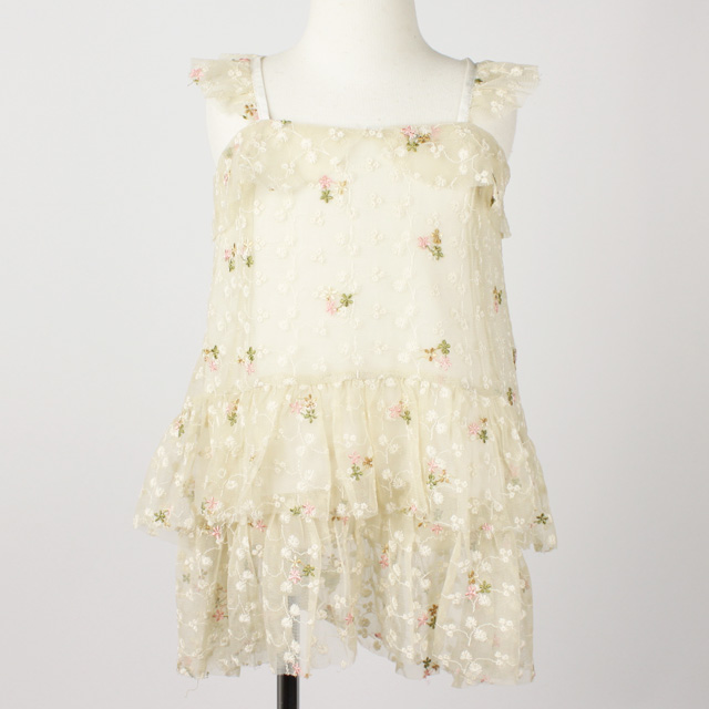 【セール80%OFF】helene cousin bebe(エレ-ヌクザンベベ) Ume dress キャミソールフリルワンピース 花柄チュール 2才 3才 4才  