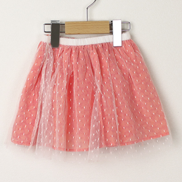 【セール80%OFF】helene cousin bebe(エレ-ヌクザンベベ) Valentine skirt ミニスカート チュール＆コーラルフラワー 2才 3才 4才