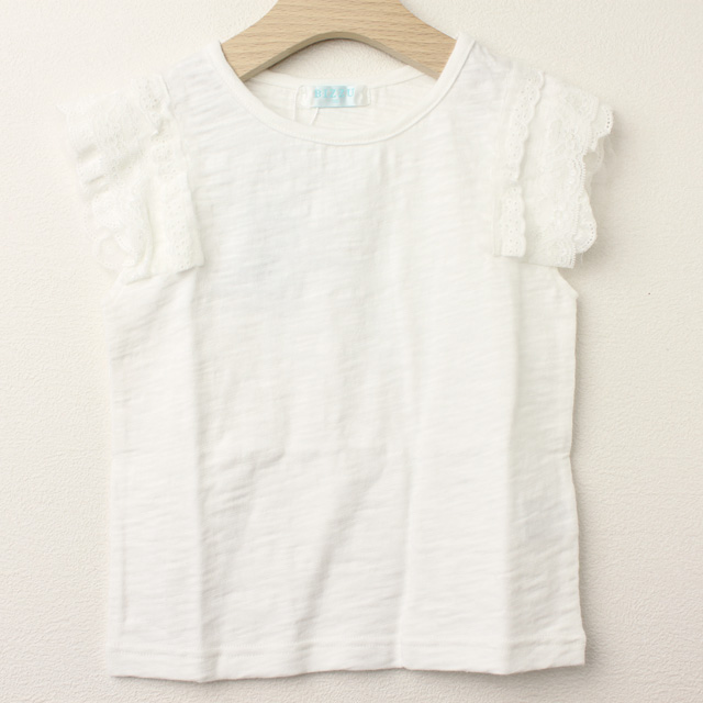 ★2025ClearanceSALE!!★【セール70%OFF】Bizzu(ビズー） 袖フリルTシャツ ホワイト 110cm     【おまかせ配送で送料お得】