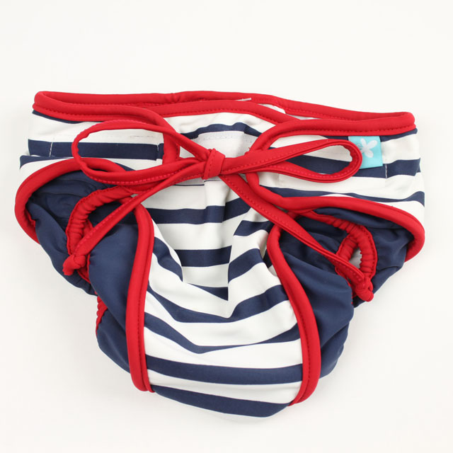 ★2025ClearanceSALE!!★【セール70%OFF】Elly la Fripouille（エリーラフリップイユ） UVカット　ベビー水遊び用おむつ型ブルマ　Boy Nappy Swimwear Deauville 白×ネイビーボーダー 6ヶ月-12ヶ月 12ヶ月-18ヶ月    【おまかせ配送で送料お得】