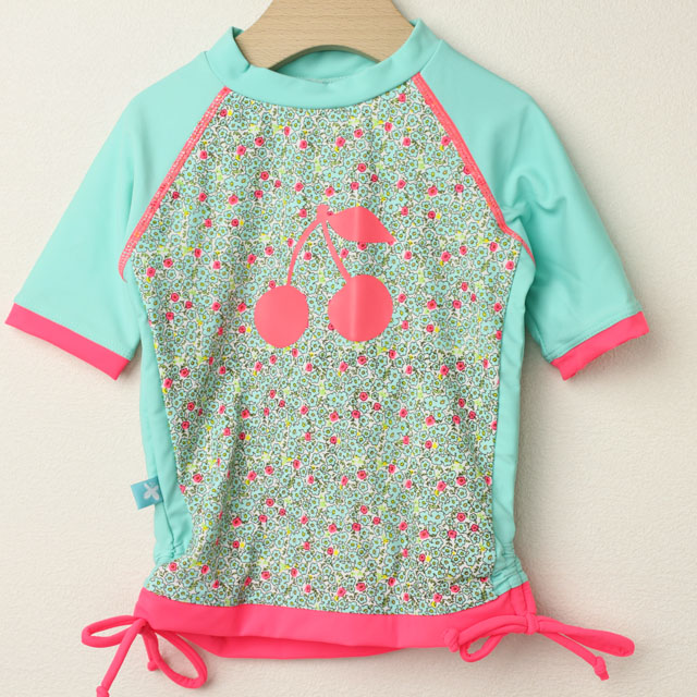 【セール70%OFF】Elly la Fripouille（エリーラフリップイユ） UVカット　ラッシュガード　T-shirt Jardin Secret ブルー 2才-3才【おまかせ配送で送料お得】