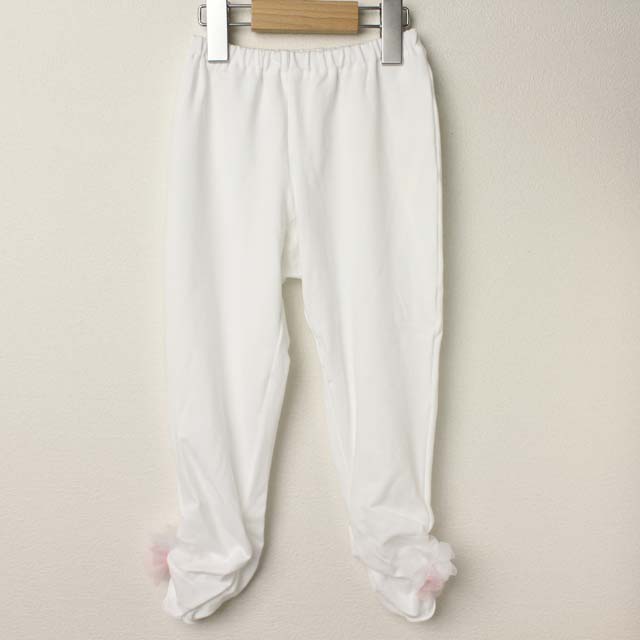 【セール70%OFF】SHAMROCLOTHING（シャムロックロージング） チュール花付きスパッツ 白×ピンク 120cm     【おまかせ配送で送料お得】
