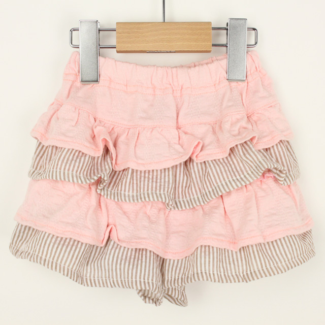 【セール50%OFF】Lily ivory(リリイアイボリー） マシュマロジャガードキュロットサッカーストライプ ピンク 80cm 95cm