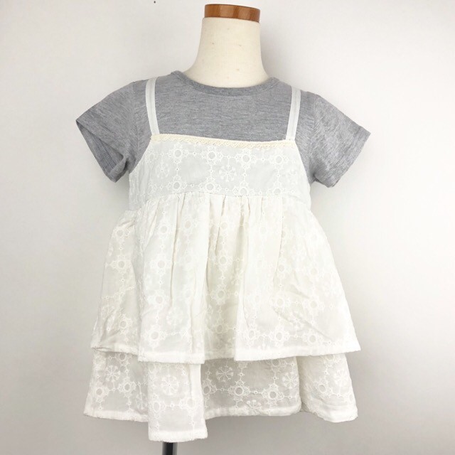 ☆SummerSale 2025☆【セール50%OFF】Lily ivory(リリイアイボリー） 天竺ローンレースチュニック オフホワイト 110ｃｍ 120ｃｍ 130cm 【おまかせ配送で送料お得】