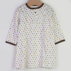 ★2025X'mas SALE!!★【セール80%OFF】HOLLY'S（ホリーズ）  長袖ワンピース　クローバー柄　FourColor Brown 68cm       ｜ホリーズ hollys ベビー服 秋冬 ベビースーツ　ロンパース