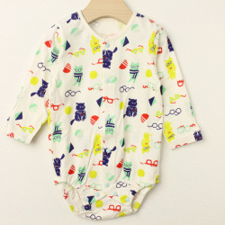 【セール70%OFF】baby Cheer（ベイビーチア） めがねCAT2枚組前開きボディスーツ グリーン 80cm     【おまかせ配送で送料お得】