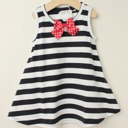 ☆SummerSale 2025☆【セール70%OFF】Le Cou Cou（ル・クク） フレアーワンピース 紺太ボーダー S(96cm-110cm) M(110cm-120cm)   【おまかせ配送で送料お得】