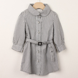 【セール90%OFF】Le Cou Cou（ル・クク） バックリボン柄長袖ワンピース 黒ストライプ S(96cm-110cm)     