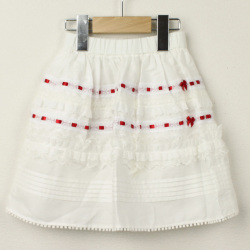 ☆SummerSale 2025☆【セール80%OFF】Le Cou Cou（ル・クク） フリル付きスカート 白×赤 XS(80cm-96cm)