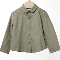 ★2025ClearanceSALE!!★【セール80%OFF】ROOM SEVEN  Basha blouse 4423　長袖ブラウス　花 カーキ 74cm 【おまかせ配送で送料お得】