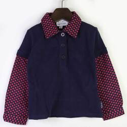 【セール50%OFF】ROOM SEVEN（ルームセブン） 襟付きドット柄切替長袖Tシャツ　Tante T-shirt 92cm 104cm 116cm   ｜ルームセブン roomseven 子供服 秋冬トップス 長袖 ブラウス