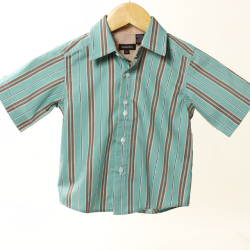 【セール80%OFF】wonderboy半袖シャツ(SeagreenStrp) グリーンＸ茶 3T【おまかせ配送で送料お得】