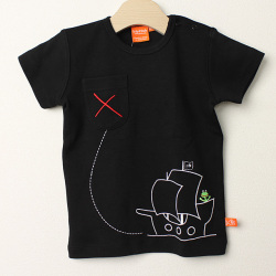 ★2025X'mas SALE!!★【セール80%OFF】LIPFISH (リップフィッシュ) 半袖ＴシャツPirate ship 海賊船ブラック 86cm-92cm 98cm    【おまかせ配送で送料お得】
