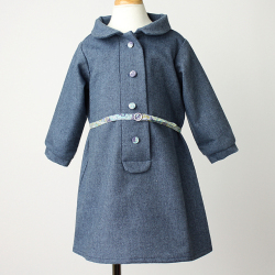 ★2025ClearanceSALE!!★【セール80%OFF】Je suis en CP!（ジュスイオンセーペー） Flap dress blue wool　ブルー 2才