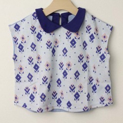 ☆SummerSale 2025☆【セール80%OFF】LaLa Dress (ララドレス) 丸襟ジャガードカットソー サックスブルー 110cm　