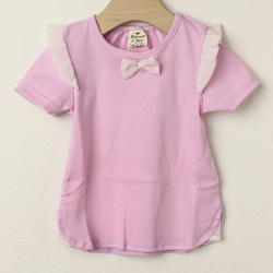 【セール80%OFF】bijoux&bee（ビジューアンドビー） 柔らかチュールフリルのカットソー パープル M(70cm-80cm) L(80cm-90cm)    【おまかせ配送で送料お得】