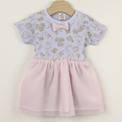 【セール80%OFF】bijoux&bee（ビジューアンドビー） キラキラドリームプリントの半袖チュールスカートロンパース　 パープル 70cm 80cm   ◆