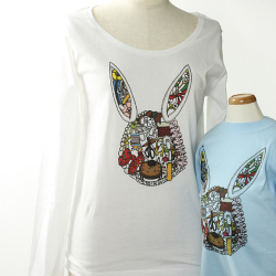 ☆SummerSale 2025☆【セール80%OFF】ninita（ニニータ） ウサギプリント　ロングTシャツ 白 大人用S 【おまかせ配送で送料お得】