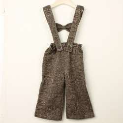 ☆SummerSale 2025☆【セール80%OFF】studio momo（スタジオモモ） バックリボンオーバーオール ブラウン 120cm