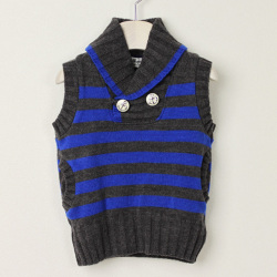 【セール90%OFF】TAPPET（タペット） ショールカラーボーダーベスト　ブルー×グレー 90cm       【送料無料】｜タペット tappet 子供服 秋冬 トップス ベスト