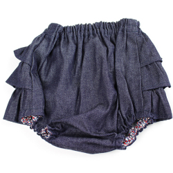 ☆SummerSale 2025☆【セール70%OFF】mimi poupons.(ミミプポン） フリルパンツ デニムインディゴ 70cm-90cm    【おまかせ配送で送料お得】◆