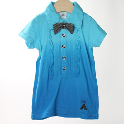 ★2025ClearanceSALE!!★【セール80%OFF】MoL（モル） フリルリボンポロ ブルー 100cm 【おまかせ配送で送料お得】