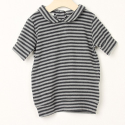 ☆SummerSale 2025☆【セール80%OFF】rose desbois（ローズデボア） 半袖ブラウス　ボーダー柄 グレー 4才