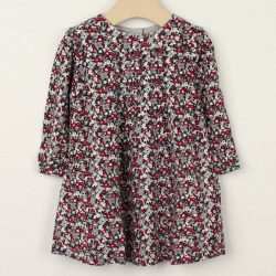 【セール80%OFF】Rose&Theo（ローズ＆テオ） 襟なしワンピース 赤×花柄 12ヶ月  24ヶ月   　【おまかせ配送で送料お得】