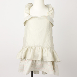 【セール80%OFF】helene cousin bebe(エレ-ヌクザンベベ) Ume dress キャミソールフリルワンピース ゴールドストライプ 2才 3才 4才  