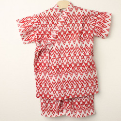 【セール80%OFF】titta（チッタ） 甚平＆ショートパンツセット レッド M（90cm）【おまかせ配送で送料お得】