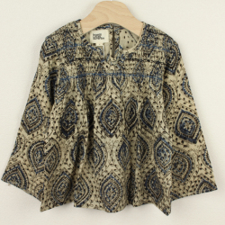 【セール80%OFF】le petit Lucas(ル・プチルカ） SMOCKY TOP　胸シャーリング長袖ブラウス BlackKalam　黒 4才 6才    　【おまかせ配送で送料お得】