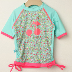 【セール70%OFF】Elly la Fripouille（エリーラフリップイユ） UVカット　ラッシュガード　T-shirt Jardin Secret ブルー 2才-3才【おまかせ配送で送料お得】