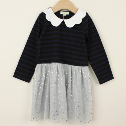 【セール50%OFF】panpantutu（パンパンチュチュ)　エンジェルカラーお星さまワンピ ネイビーボーダー 100cm