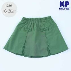 ☆SummerSale 2025☆【セール50%OFF】KP(ニットプランナー）  お花モチーフとリボンのスカート(インナーパンツ付き) カーキ 110cm