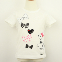 ☆SummerSale 2025☆【セール50%OFF】KP(ニットプランナー）  リボンミミちゃんＴシャツ オフシロ 100cm 【おまかせ配送で送料お得】