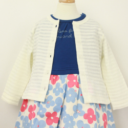 【セール50%OFF】KP(ニットプランナー）  シャドータックボーダーＵＶカーディガン オフシロ 90cm   【おまかせ配送で送料お得】