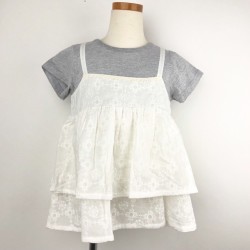 ☆SummerSale 2025☆【セール50%OFF】Lily ivory(リリイアイボリー） 天竺ローンレースチュニック オフホワイト 110ｃｍ 120ｃｍ 130cm 【おまかせ配送で送料お得】