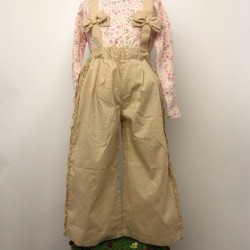 ★2025X'mas SALE!!★【セール50%OFF】Lily ivory(リリイアイボリー） ストレッチブロード　サスペンダー付きパンツ ベージュ 110ｃｍ 120ｃｍ 130ｃｍ