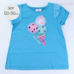 年春夏新作 Mezzo Piano メゾピアノ 31アイスクリーム コラボ アイス柄 肩フリル Tシャツ 半袖 1cm 130cm おまかせ配送で送料お得 送料無料