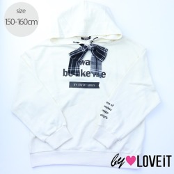 【セール50%OFF】by LOVEiT（バイラビット） チェックリボンパーカー オフホワイト 150cm 160cm