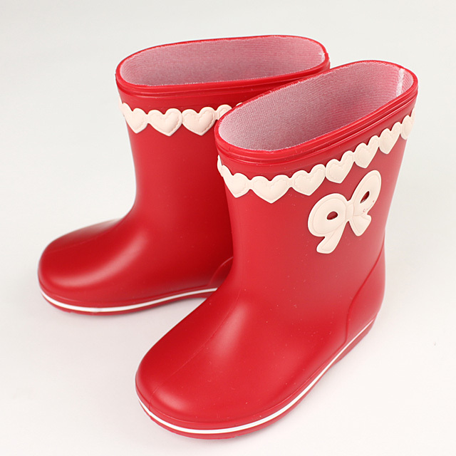 新入荷】Souris（スーリー） ハートリボンレインシューズ レッド 13cm