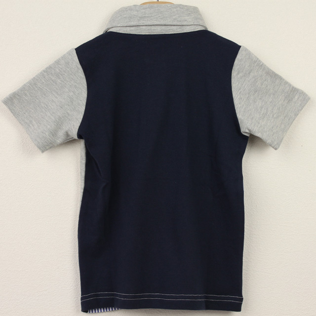 2017年春夏新作】TAPPET（タペット） ストライプ切替鹿の子ポロ グレー  