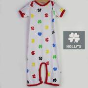 【セール80%OFF】HOLLY'S（ホリーズ）  半袖ベビースーツ　クローバー柄　MEGA RED 赤 68cm       ｜ホリーズ hollys ベビー服 春夏 ベビースーツ　ロンパース